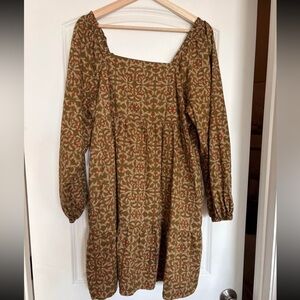 Boho square neckline floral dress L